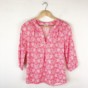 Crown & Ivy Elephant Print Popover Blouse